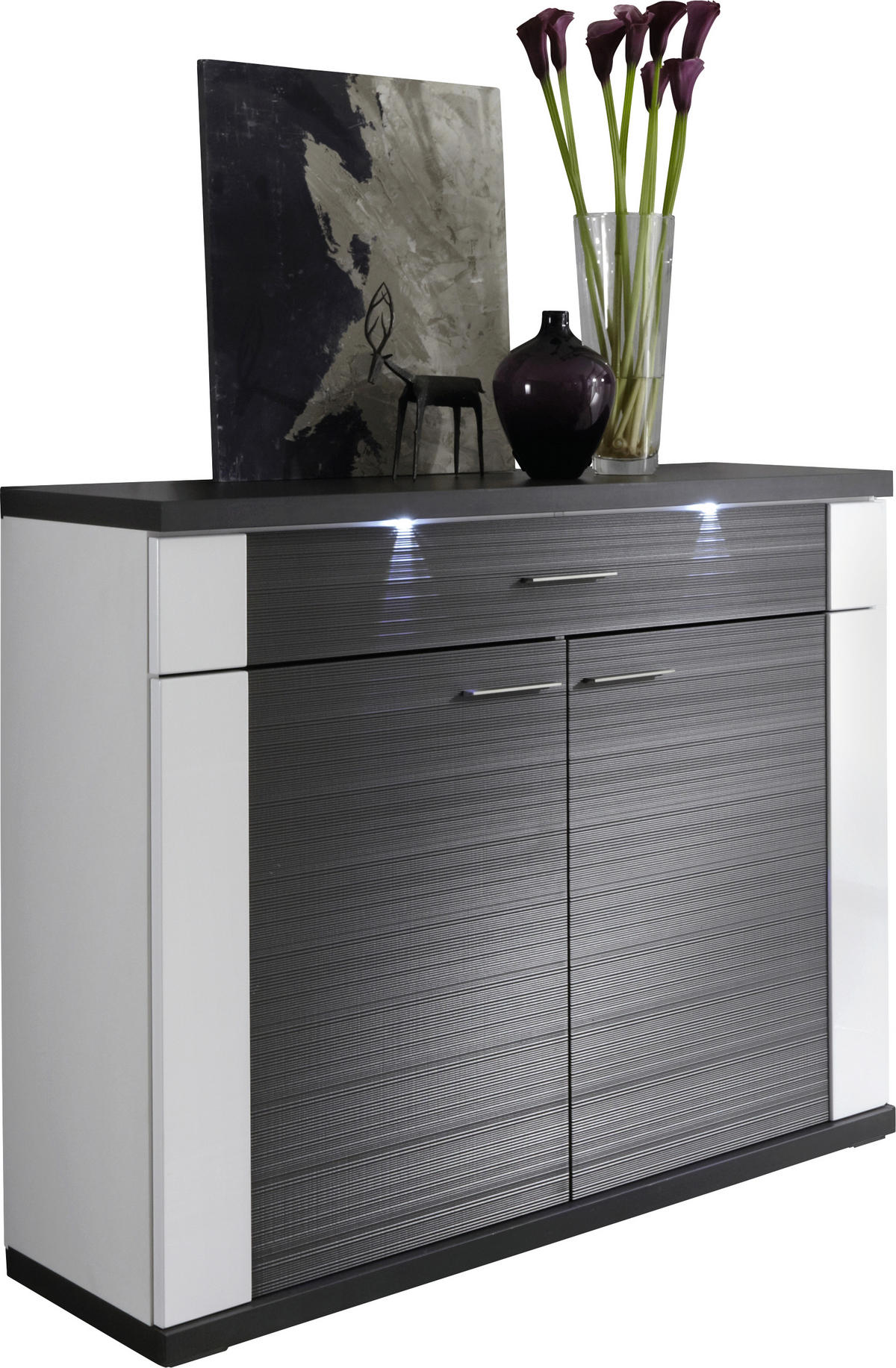 KOMMODE  in 129/107/42 cm  - Chromfarben/Graphitfarben, Design, Holzwerkstoff/Kunststoff (129/107/42cm) - Xora