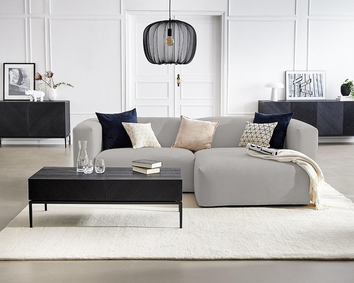 ECKSOFA in Struktur Grau   - Grau, MODERN, Textil (255/72/160cm) - Trendmanufaktur