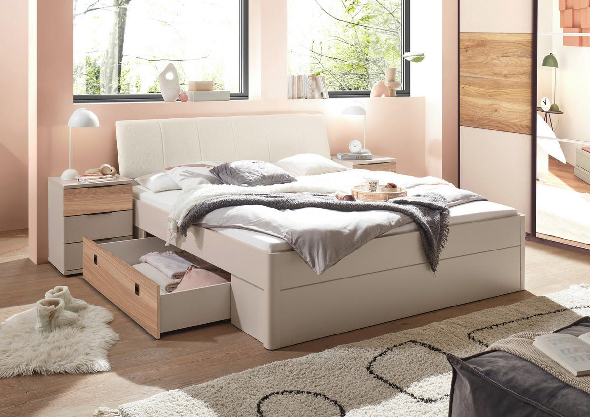 STAURAUMBETT 180/200 cm,  in Eichefarben, Kaschmir,  - Kaschmir/Eichefarben, Trend, Holzwerkstoff (180/200cm) - Boxxx