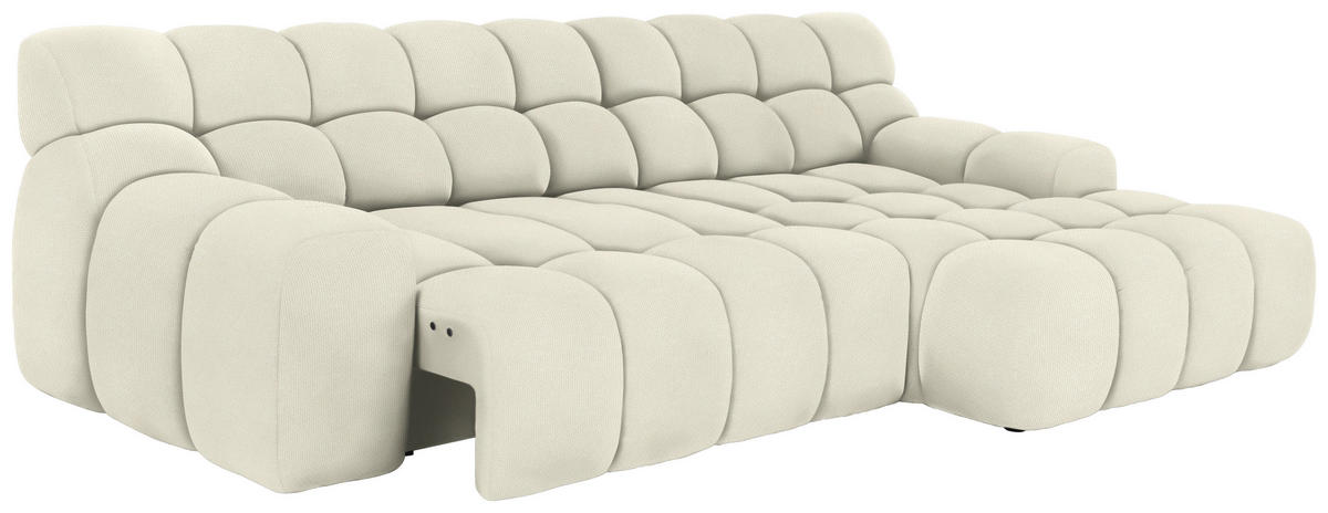 ECKSOFA in Webstoff Weiss  - Weiss/Schwarz, Modern, Kunststoff/Textil (297/180cm) - Welnova