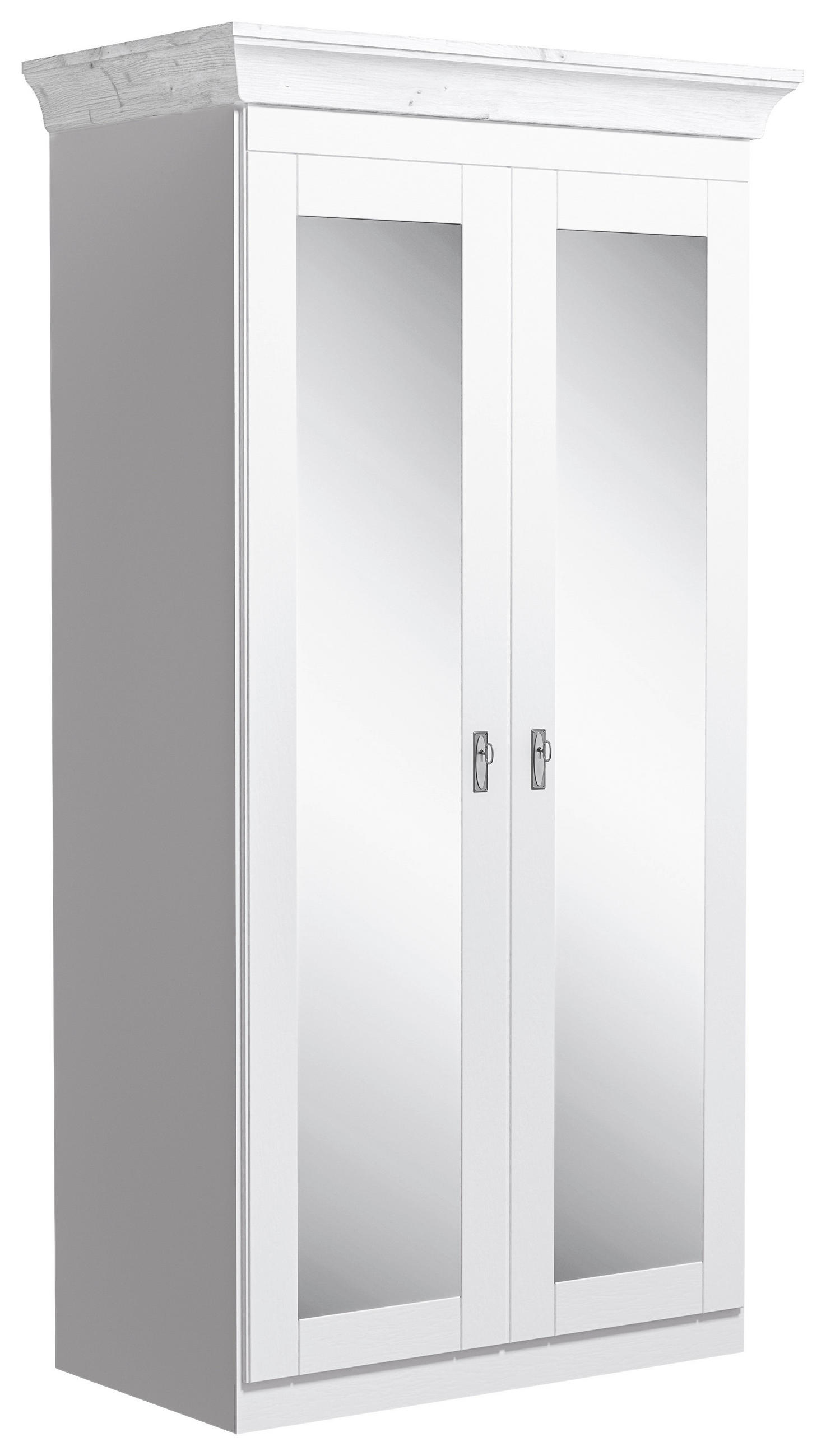 DREHTÜRENSCHRANK 108/210/64 cm,  in Klar, Weiß, 2-türig  - Klar/Weiß, ROMANTIK / LANDHAUS, Glas/Holz (108/210/64cm) - Boxxx