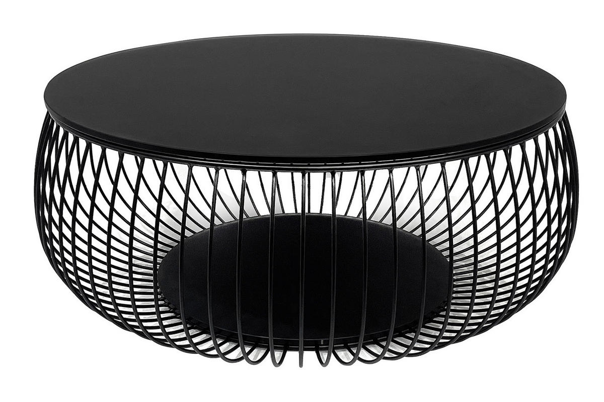 COUCHTISCH in Metall, Glas 86/86/35 cm  - Schwarz, Design, Glas/Metall (86/86/35cm) - Livetastic