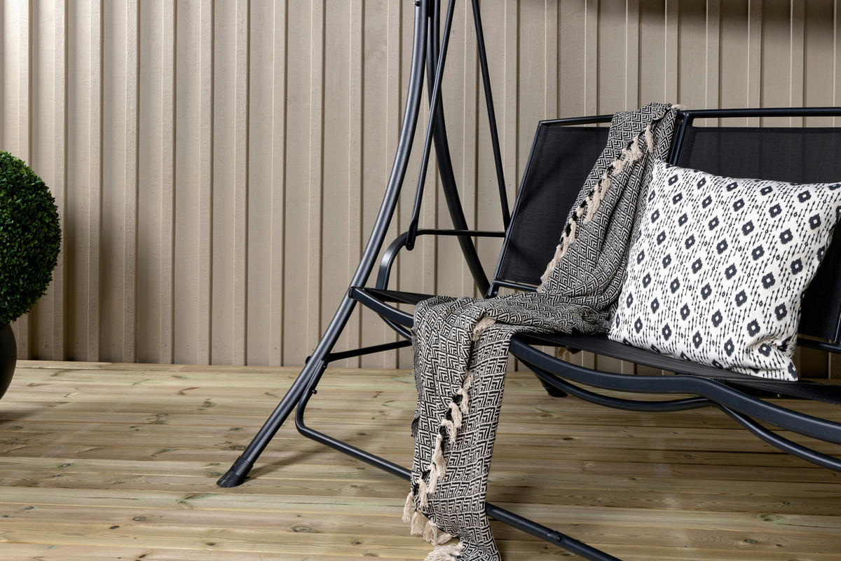 HOLLYWOODSCHAUKEL 203/160/122 cm  - Schwarz, KONVENTIONELL, Textil/Metall (203/160/122cm) - Gardenson