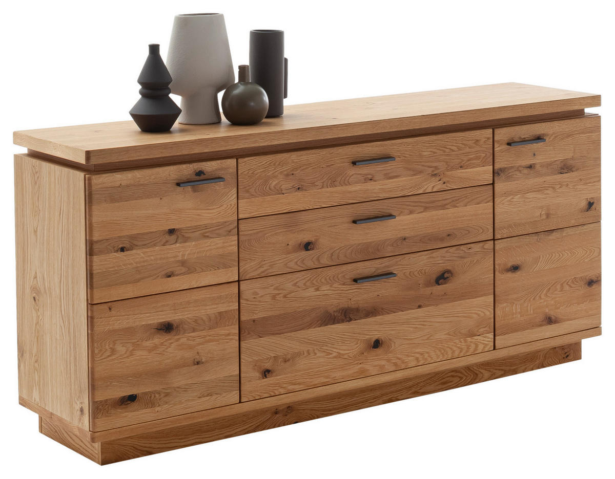 KOMODA, barve hrasta  - barve hrasta/antracit, Natur, kovina/leseni material (180/84/44cm) - Linea Natura