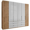 FALTTÜRENSCHRANK 250/216/58 cm 6-türig Weiß, Eiche Bianco  - Schieferfarben/Eiche Bianco, KONVENTIONELL, Glas/Holzwerkstoff (250/216/58cm) - Dieter Knoll