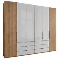 FALTTÜRENSCHRANK 250/216/58 cm 4-türig Weiß, Eiche Bianco  - Schieferfarben/Eiche Bianco, KONVENTIONELL, Glas/Holzwerkstoff (250/216/58cm) - Dieter Knoll