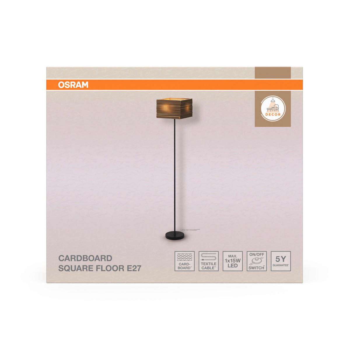 STEHLEUCHTE 30/30/160 cm    - Natur, Karton/Metall (30/30/160cm) - Osram