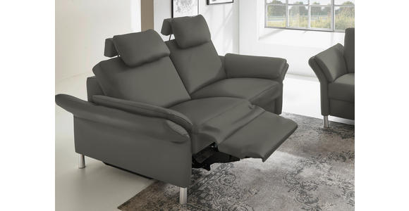 3-SITZER-SOFA Latina in Echtleder Dunkelgrau   - Dunkelgrau/Alufarben, Design, Leder/Metall (190/82/99cm) - Dieter Knoll