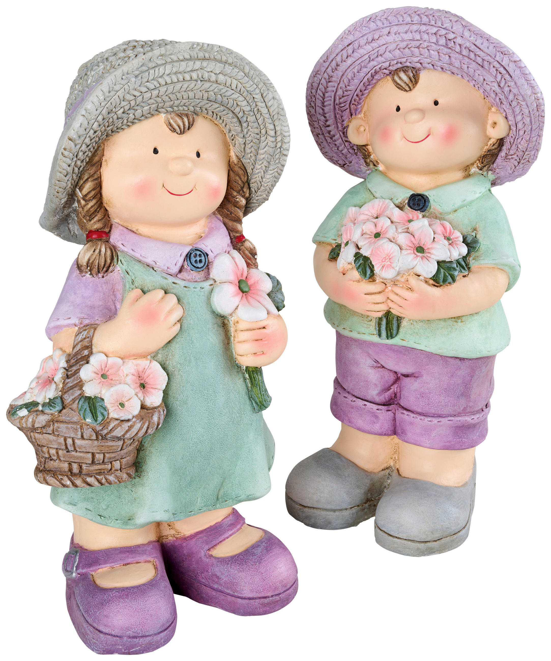 UKRASNA FIGURICA DETE - lila/zelena, Lajfstajl, kamen (20,5/39/16cm)