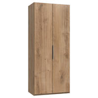 DREHTÜRENSCHRANK Plankeneiche  - Chromfarben/Plankeneiche, Modern, Holzwerkstoff/Metall (100/216/58cm) - MID.YOU