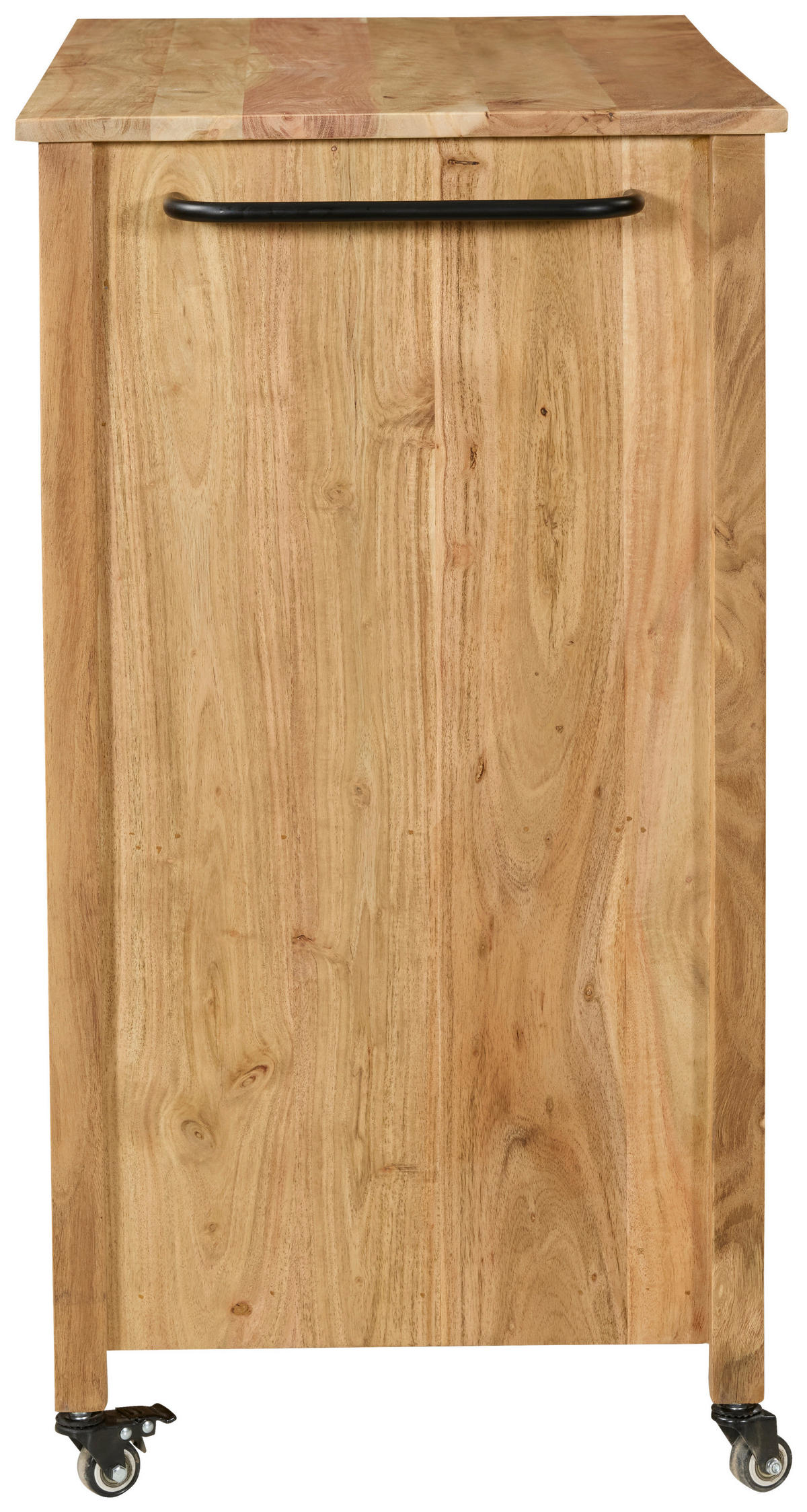 SERVIERWAGEN Akazie vollmassiv Schwarz, Akaziefarben  - Schwarz/Akaziefarben, Natur, Holz/Kunststoff (100/90/48cm) - Livetastic