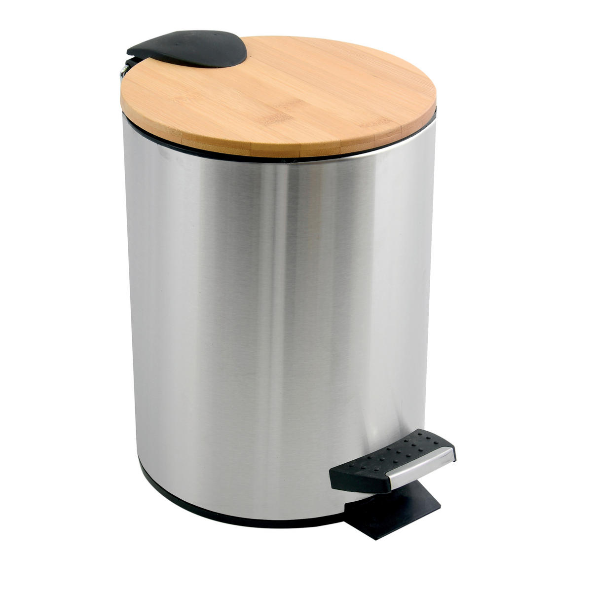 TRETEIMER 5 l  Metall  - Edelstahlfarben/Schwarz, Basics, Kunststoff/Metall (20.5/20.5/25.5cm) - Spirella
