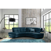 ECKSOFA BRETANIA in Samt Dunkelblau  113/300 cm  - Schwarz/Dunkelblau, Design, Kunststoff/Textil (113/300cm) - Livetastic