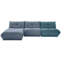 ECKSOFA in Cord, Lederlook Petrol, Blaugrau  - Blaugrau/Petrol, Trend, Textil (185/315cm) - Livetastic
