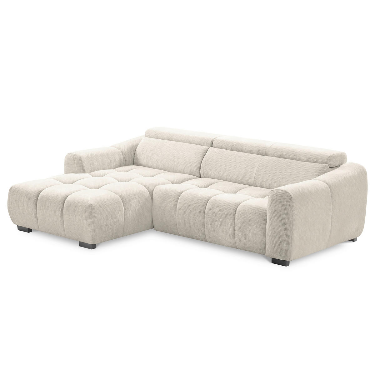 ECKSOFA  Webstoff Weiss  - Weiss/Schwarz, Design, Kunststoff/Textil (177/274cm) - Livetastic