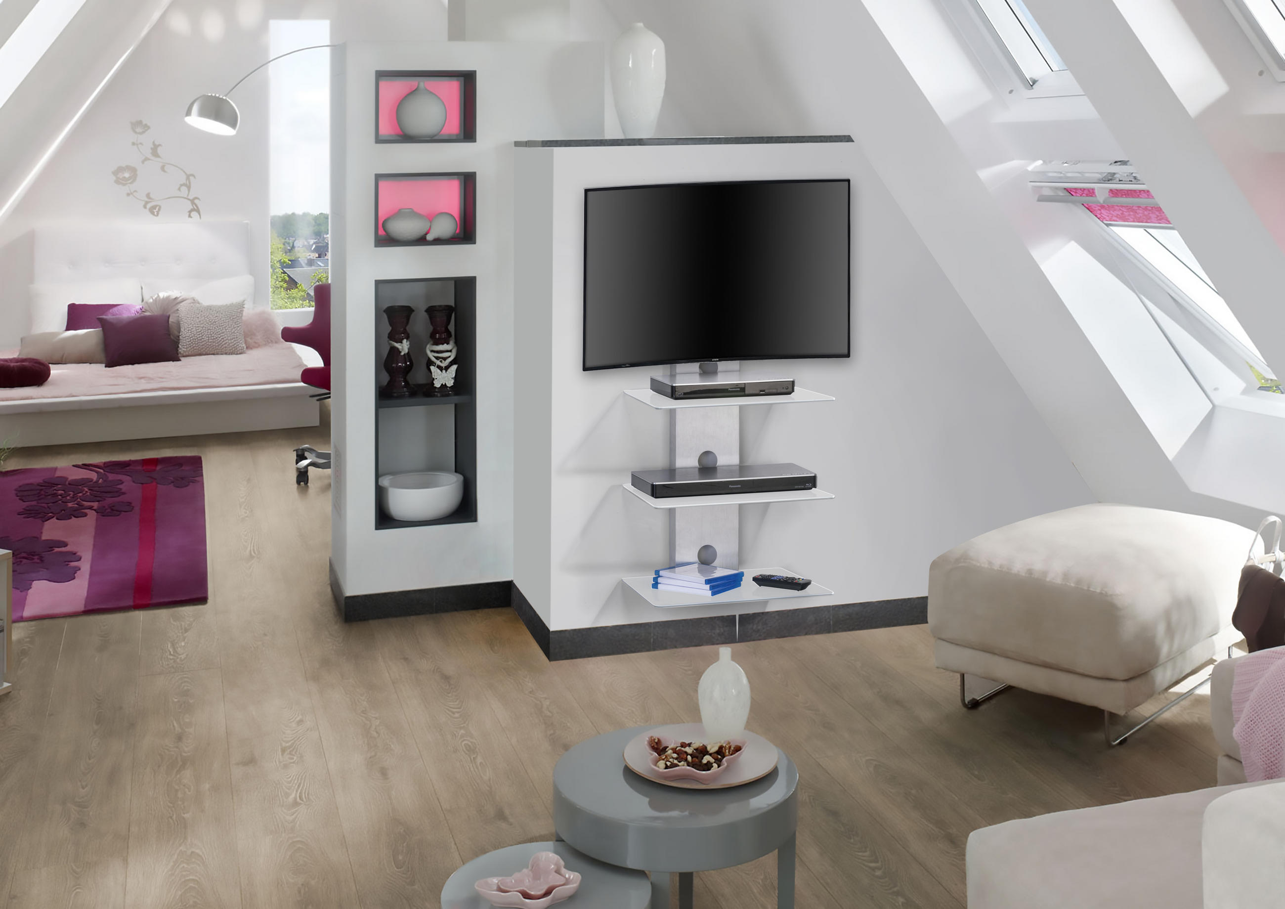 WANDREGAL  - Alufarben, Design, Glas/Metall (45/73/33cm)