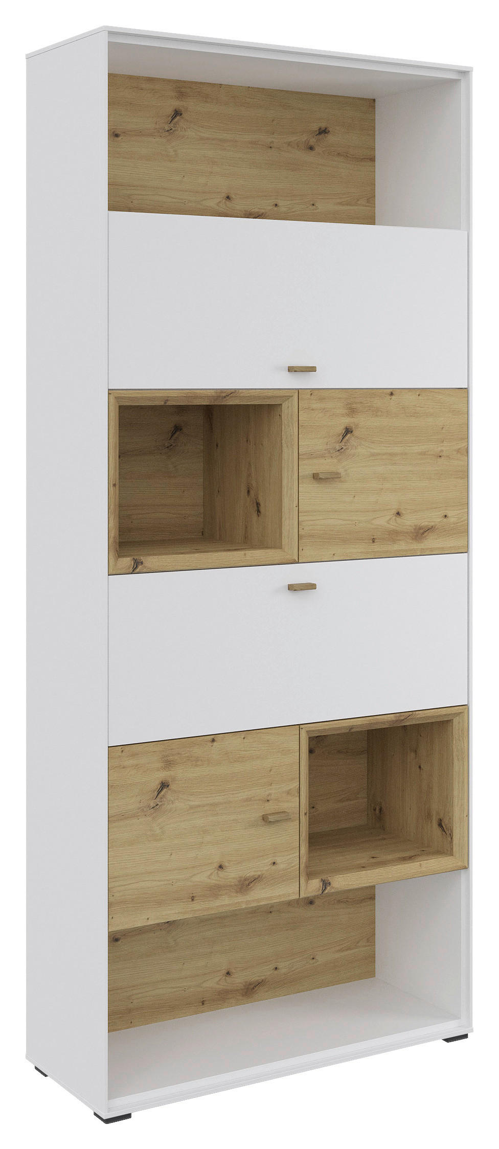 REGAL  90/214/38 cm Weiß, Eiche Artisan  - Eichefarben/Schwarz, KONVENTIONELL, Holz/Holzwerkstoff (90/214/38cm) - Hom`in