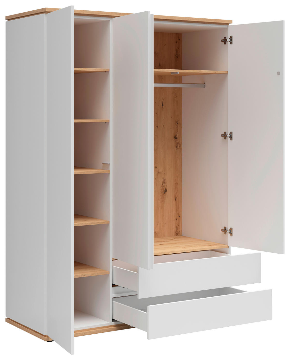 MEHRZWECKSCHRANK 143/201/58 cm  in Weiß, Eiche Artisan  - Weiß/Eiche Artisan, MODERN, Holzwerkstoff (143/201/58cm) - Xora