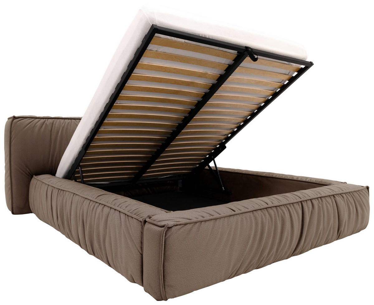 POLSTERBETT Bettkasten, Lattenrost 180/200 cm  in Taupe  - Taupe/Schwarz, Design, Holz/Textil (180/200cm) - Boxxx