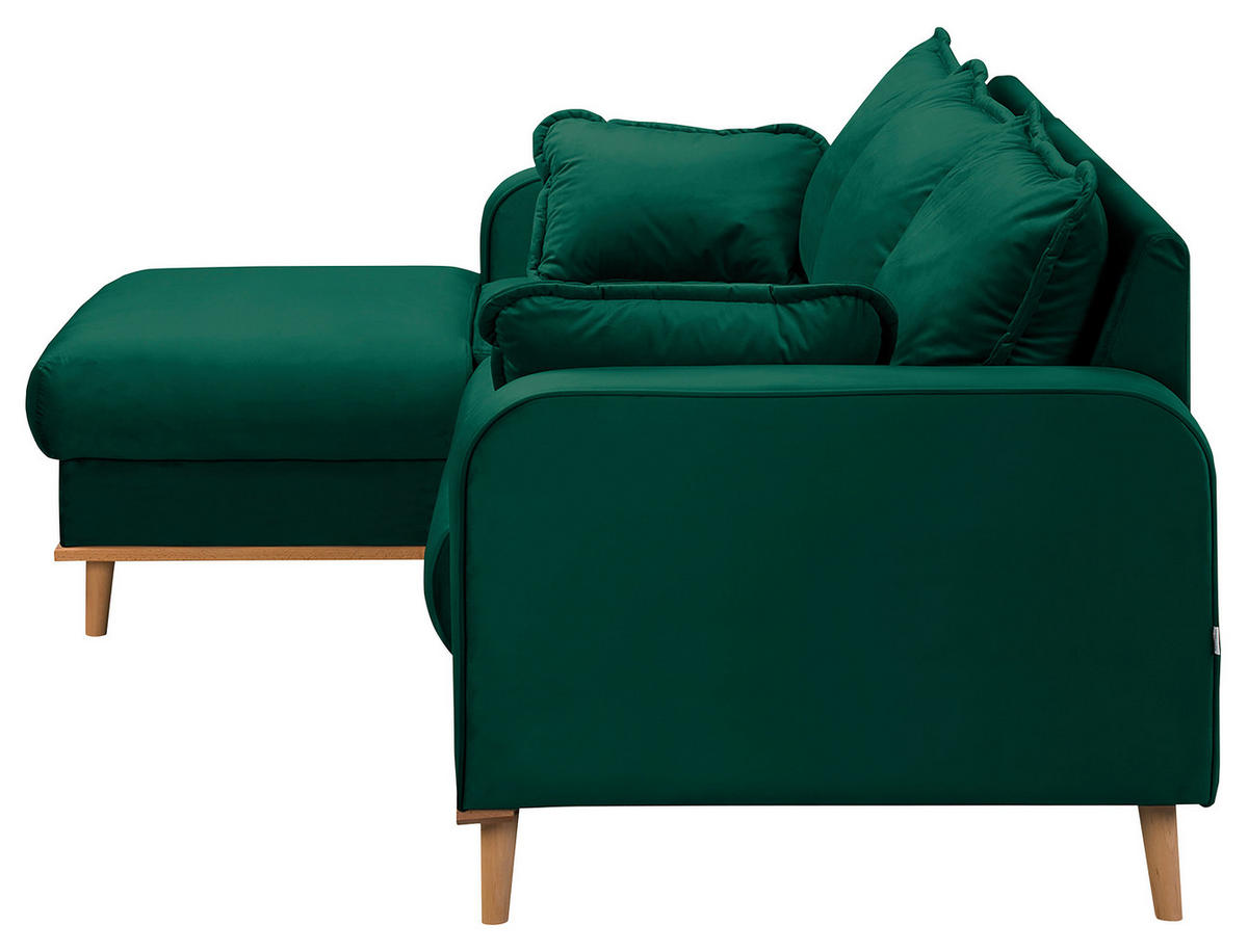 ECKSOFA in Mikrofaser Grün  150/230 cm  - Wengefarben/Grün, Design, Holz/Textil (150/230cm) - Livetastic