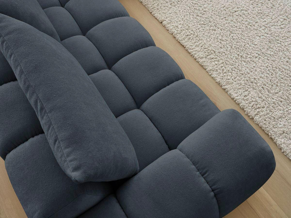 ECKSOFA Ottomane rechts  EVEREST Dunkelblau Struktur  - Schwarz/Dunkelblau, MODERN, Kunststoff/Textil (352/210cm) - Livetastic