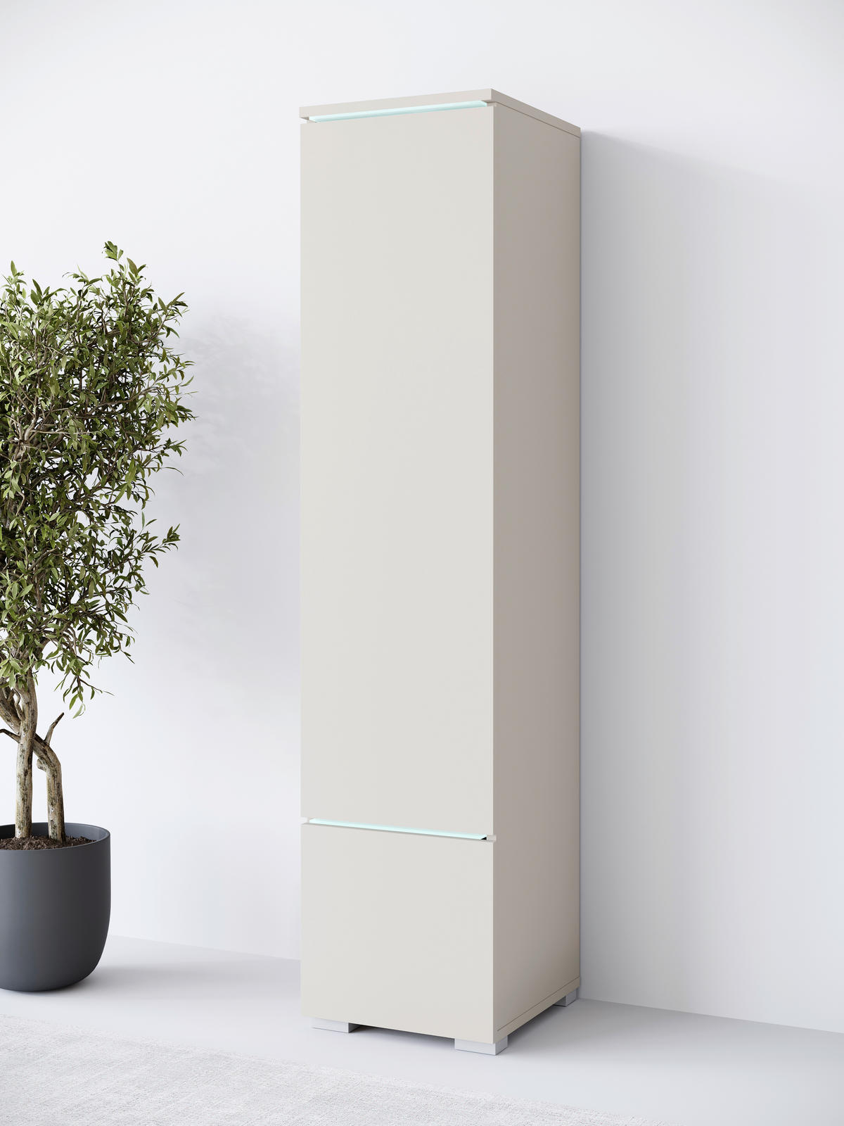 VYSOKÁ SKRINKA - sivá/kašmírová, Design, kompozitné drevo/plast (30/130/33cm) - P & B