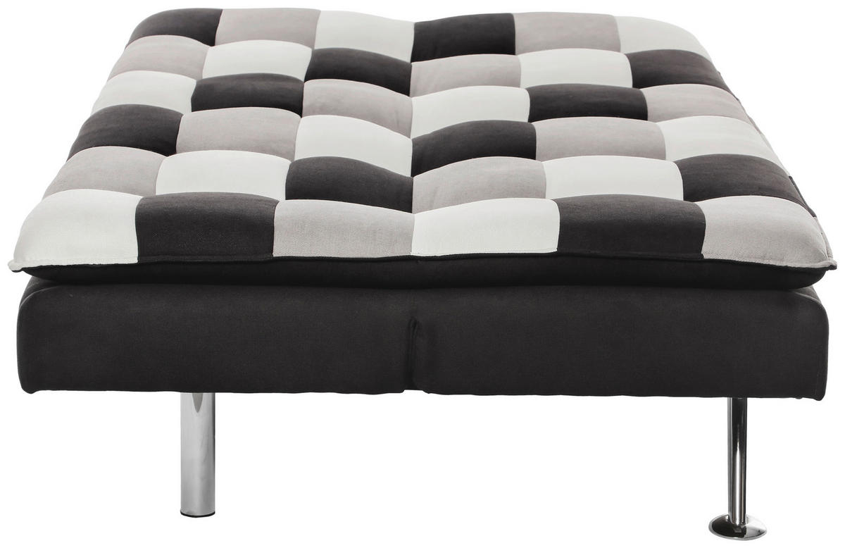 SCHLAFSOFA Samt Creme, Grau, Schwarz  - Silberfarben/Creme, Design, Textil/Metall (182/87/90cm) - P & B