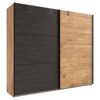 SCHWEBETÜRENSCHRANK in Graphitfarben, Eichefarben  - Eichefarben/Graphitfarben, Basics, Holzwerkstoff/Metall (200/218/65cm) - MID.YOU