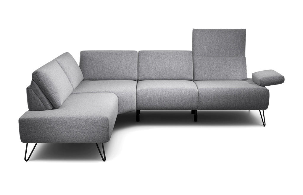 ECKSOFA Cosy Anthrazit Chenille - Anthrazit/Schwarz, Design, Textil/Metall (193/248-263cm) - SENSOO