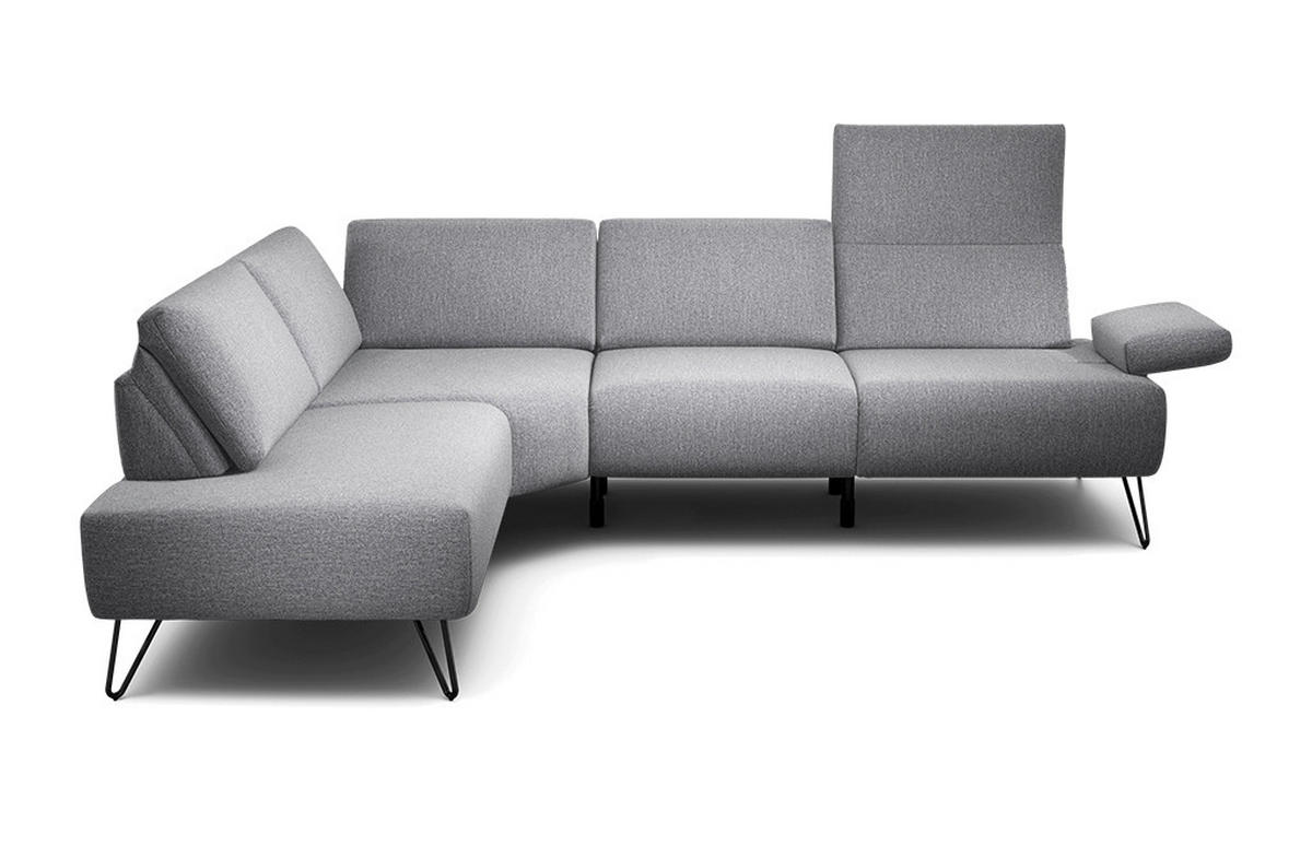 ECKSOFA in Chenille Anthrazit  193/248-263 cm  - Anthrazit/Schwarz, Design, Textil/Metall (193/248-263cm) - SENSOO