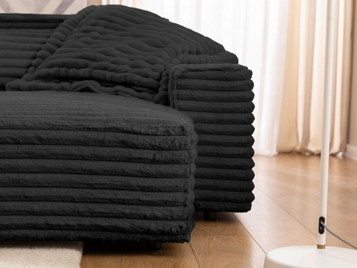 ECKSOFA Curduroy in Cord Anthrazit Rückenkissen  251/142 cm  - Anthrazit/Schwarz, Design, Kunststoff/Textil (251/142cm) - P & B