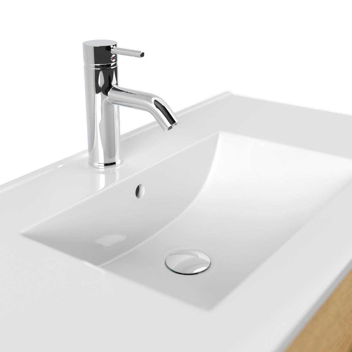 WASCHTISCHKOMBI 91 cm  - Eichefarben/Weiß, Basics, Keramik/Holzwerkstoff (91cm) - MID.YOU