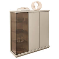 HIGHBOARD Taupe  117/128/38 cm  - Taupe, Design, Glas/Holzwerkstoff (117/128/38cm) - Emilio Belluti