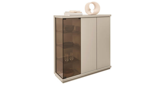 HIGHBOARD Taupe  117/128/38 cm  - Taupe, Design, Glas/Holzwerkstoff (117/128/38cm) - Belluti