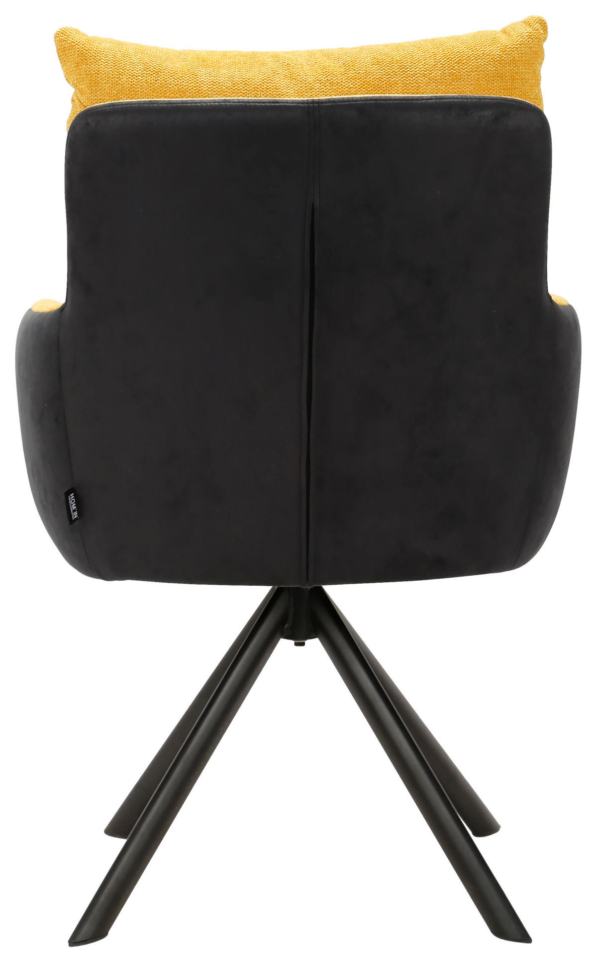 ARMLEHNSTUHL  in Eisen Webstoff, Leinenoptik  - Gelb/Schwarz, Design, Textil/Metall (59/91/66cm) - Hom`in