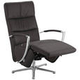 RELAXSESSEL in Leder Mokka  - Chromfarben/Mokka, Design, Leder/Metall (64/112/80cm) - Cantus