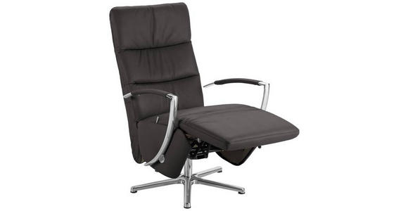 RELAXSESSEL in Leder Mokka  - Chromfarben/Mokka, Design, Leder/Metall (64/112/80cm) - Cantus