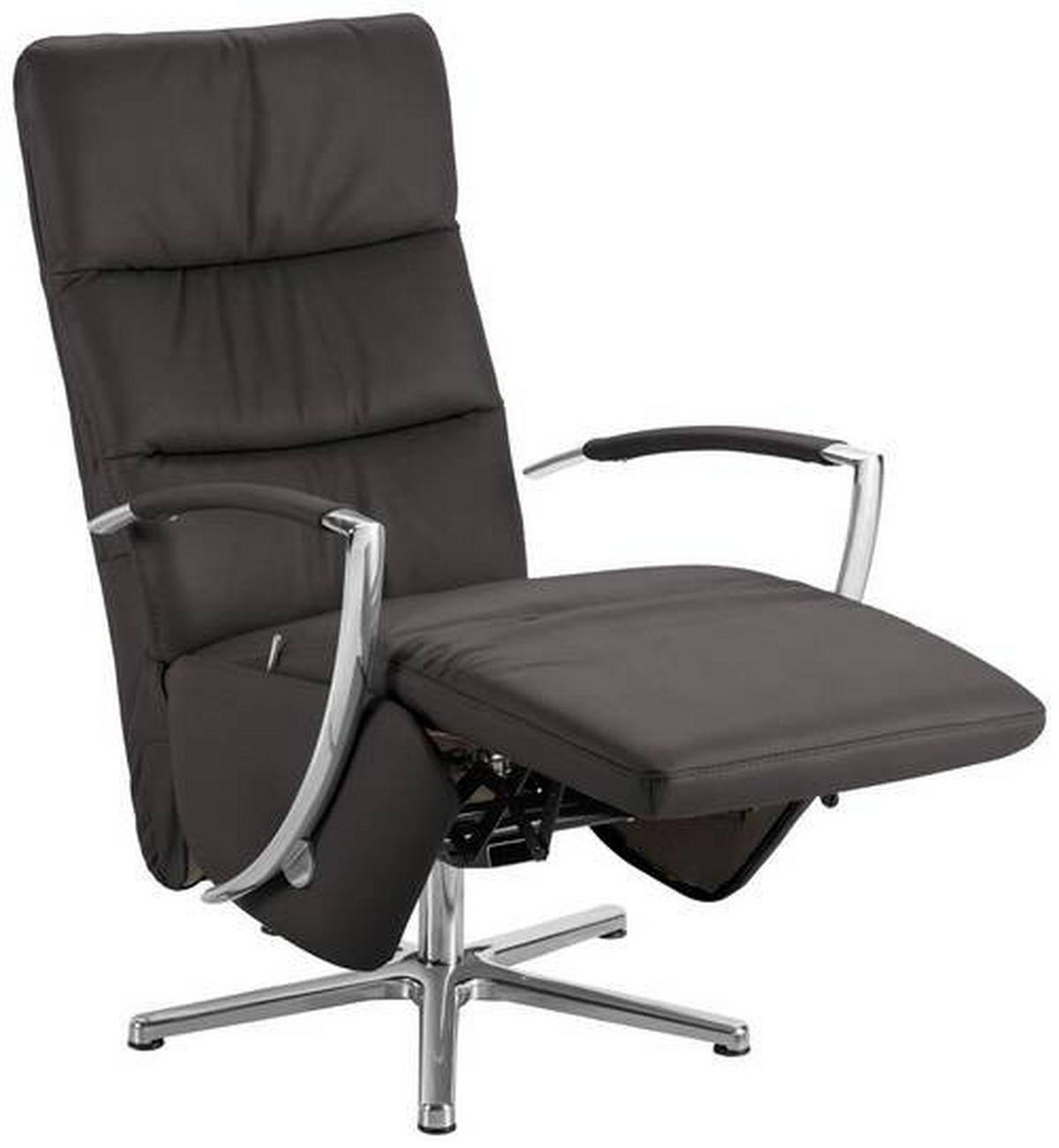 RELAXSESSEL in Leder Mokka  - Chromfarben/Mokka, Design, Leder/Metall (64/112/80cm) - Cantus