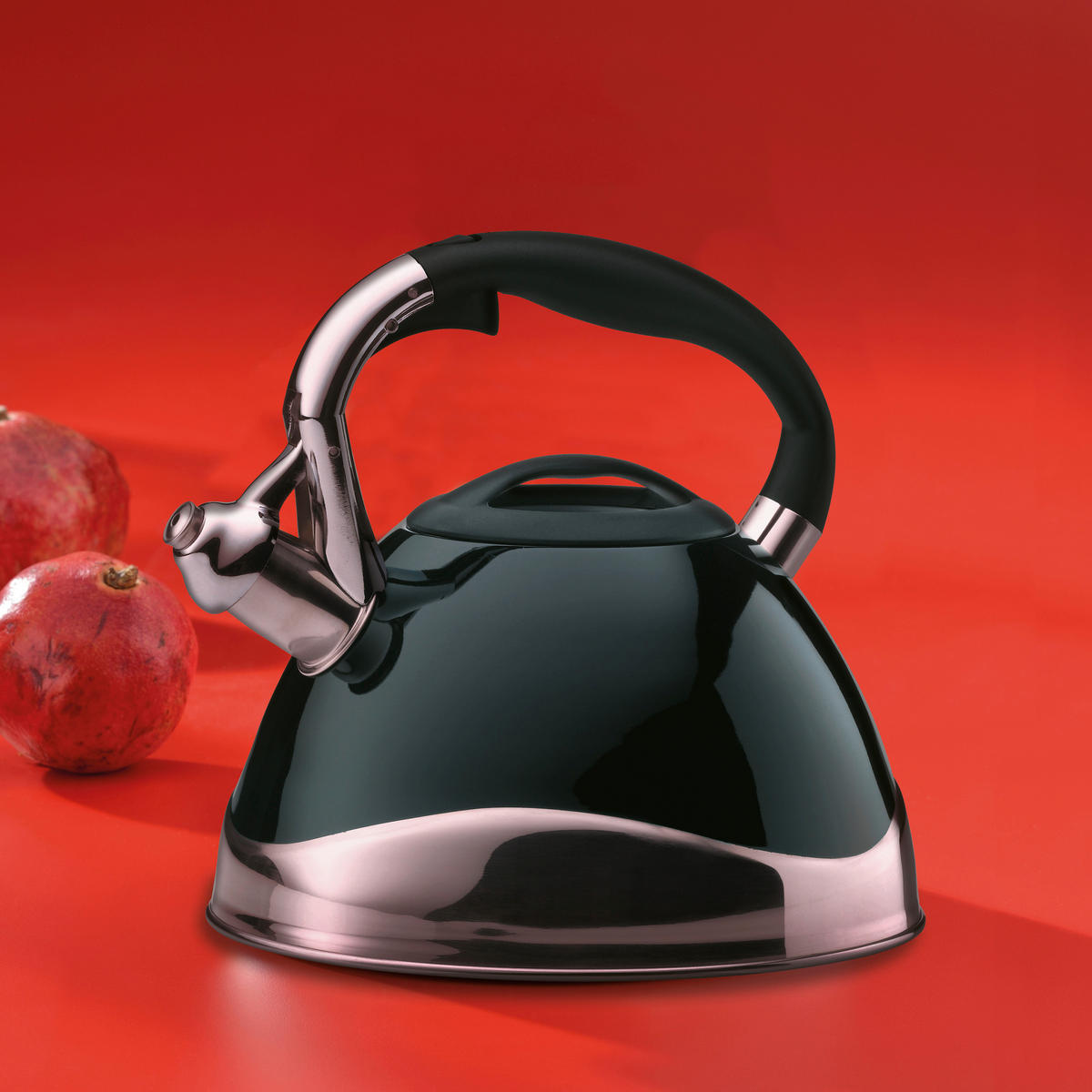 WASSERKESSEL - Schwarz Hochglanz, KONVENTIONELL, Metall (22/21.5cm) - Kela