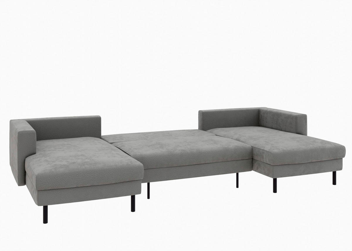 WOHNLANDSCHAFT Anthrazit Struktur  - Anthrazit/Schwarz, MODERN, Textil/Metall (161/306/161cm) - Trendmanufaktur