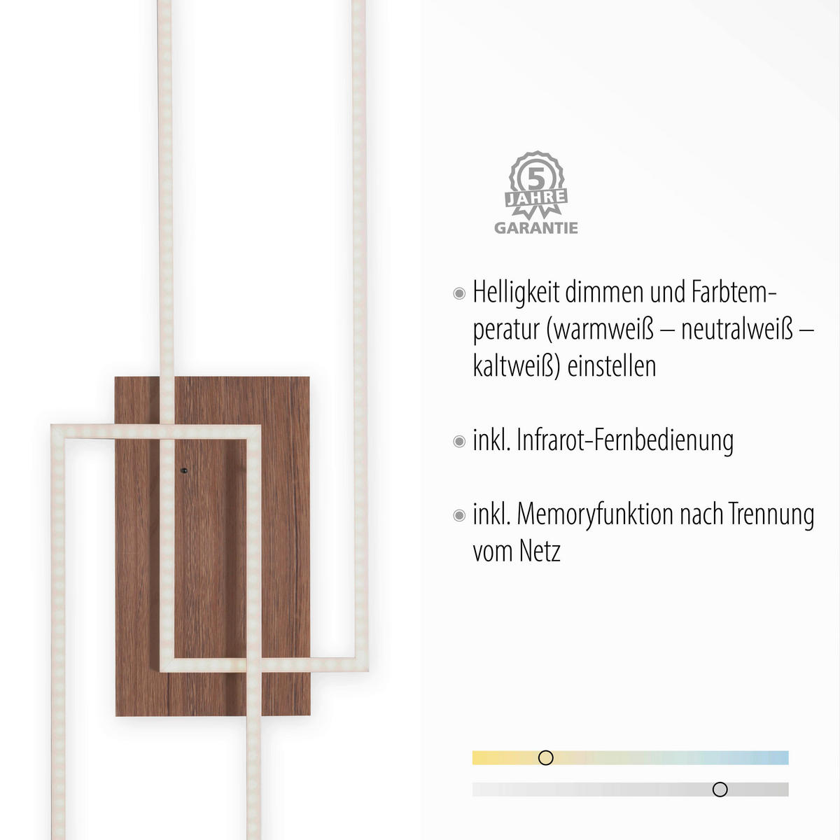 LED SVJETILJKA STROPNA Iven  - boje hrasta/boje nikla, Design, metal/plastika (110/25/7cm)