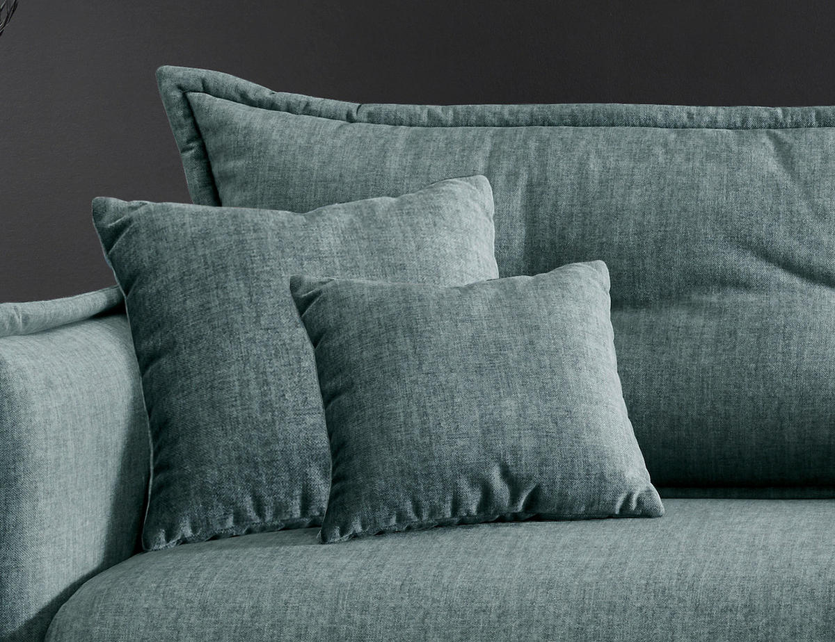 ECKSOFA Hellblau Velours  - Türkis/Schwarz, MODERN, Textil/Metall (255/180cm) - Livetastic