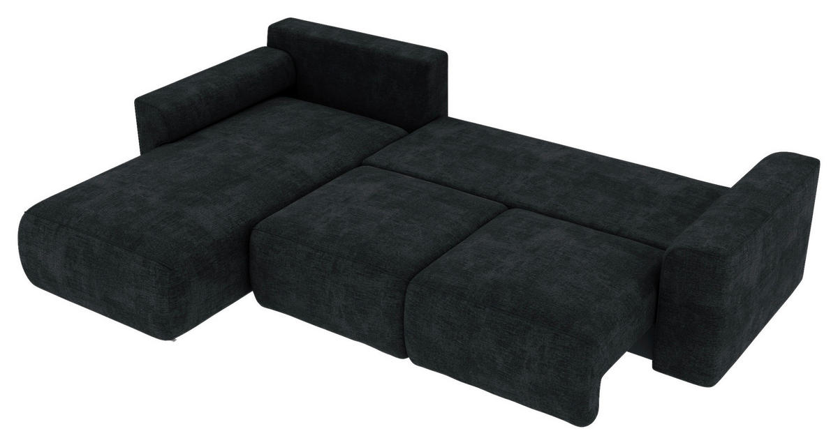ECKSOFA in Samt Dunkelgrau  195/293 cm  - Chromfarben/Dunkelgrau, KONVENTIONELL, Kunststoff/Textil (195/293cm) - Carryhome