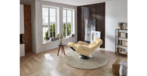 RELAXSESSEL in Leder Beige - Edelstahlfarben/Beige, Design, Leder/Metall (78/112/85cm) - Cantus