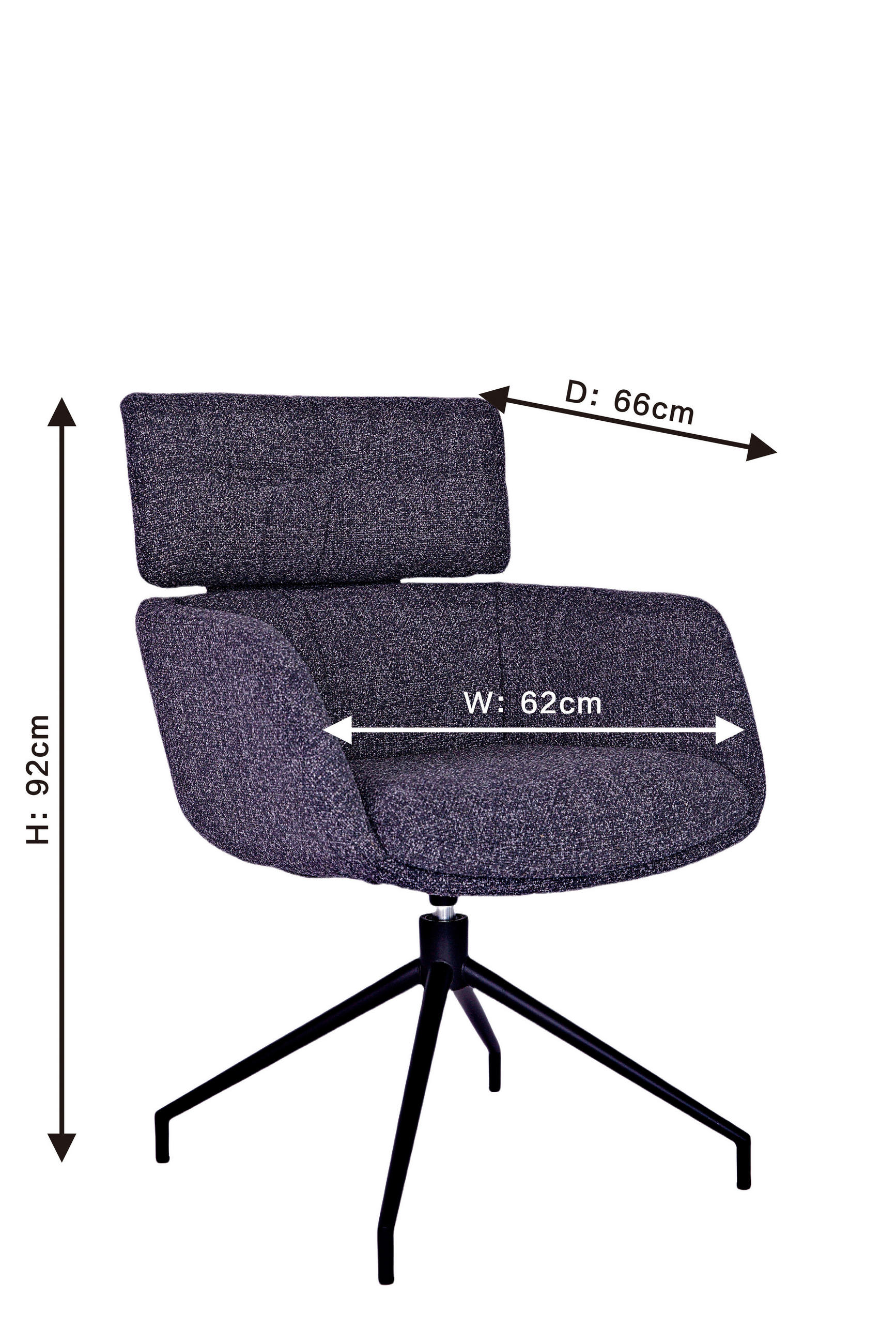 STOL MED ARMSTÖD järn vävt tyg  - mörkgrå/svart, Design, metall/textil (62/92/65cm) - Dieter Knoll