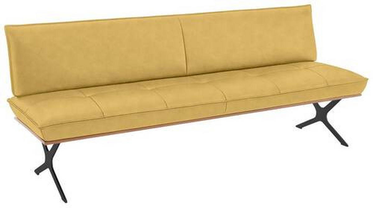 SITZBANK 214/88/66 cm Echtleder Gelb, Schwarz Nussbaum furniert Metall  - Gelb/Schwarz, Design, Leder/Holz (214/88/66cm) - Koinor