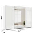 SCHWEBETÜRENSCHRANK  in Weiß Hochglanz, Weiß  - Weiß Hochglanz/Alufarben, KONVENTIONELL, Glas/Holzwerkstoff (315/229/62cm) - Xora