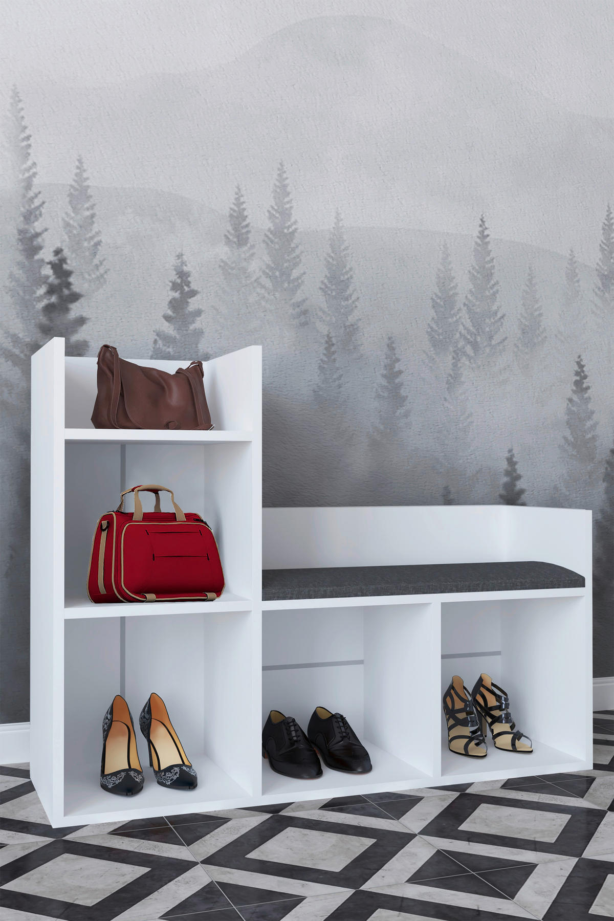 SCHUHBANK 108/88/34 cm  - Weiß, Design, Holzwerkstoff/Kunststoff (108/88/34cm) - MID.YOU