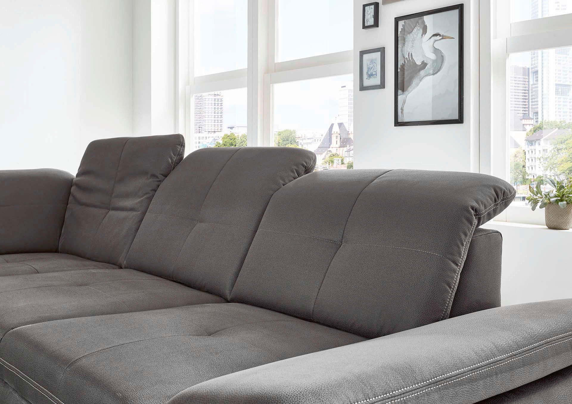 Thumbnail - Beldomo Speed Ecksofa, Terracotta, Textil, 3-Sitzer, Ottomane links, L-Form, 318x260 cm, Goldenes M, Typenauswahl, Bettk...