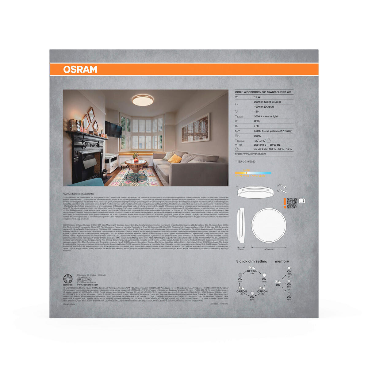 LED-DECKENLEUCHTE 30/6.5 cm  - Design, Kunststoff/Metall (30/6.5cm) - Osram